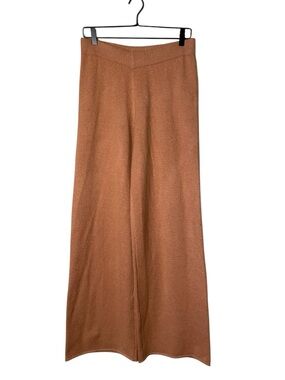 PrettyLittleThing Plus Ribbed Wide-Leg Pants in Rust